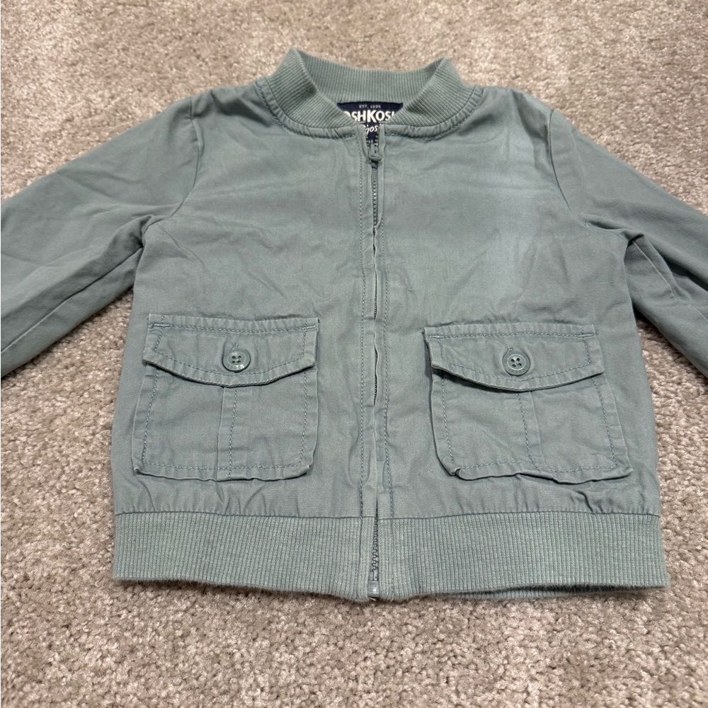 Kids Light Green Gray Bomber Jacket - Picture 1 of 2